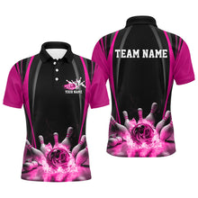 Load image into Gallery viewer, Black And Pink Bowling Jersey Custom Flame Bowling Shirts For Men, Bowling Team Uniform IPHW7510