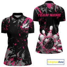 Load image into Gallery viewer, Custom Black And Pink Splatter Camo Bowling Team Quarter-Zip Shirts For Women IPHW10797