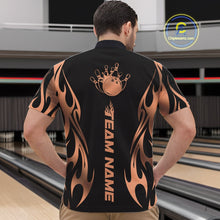Load image into Gallery viewer, Custom Rose Gold Tribal Flame Men Bowling Quarter-Zip Shirt, Bowling Tournament Shirt IPHW11288