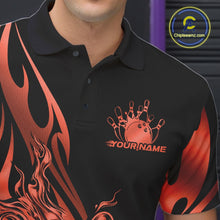 Load image into Gallery viewer, Custom Ember Red Tribal Flame Men Bowling Polo Shirt, Bowling Tournament Shirt IPHW11289