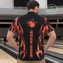 Load image into Gallery viewer, Custom Ember Red Tribal Flame Men Bowling Quarter-Zip Shirt, Bowling Tournament Shirt IPHW11289