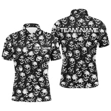 Load image into Gallery viewer, Custom Black And White Skull Halloween Bowling Shirts For Men, Halloween Outfits For Bowlers IPHW7162