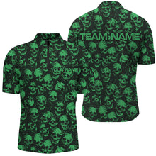 Load image into Gallery viewer, Custom Black And Green Skull Halloween Bowling Shirts For Men, Halloween Outfits For Bowlers IPHW7164