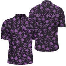 Load image into Gallery viewer, Custom Black And Purple Skull Halloween Bowling Shirts For Men, Halloween Outfits For Bowlers IPHW7165