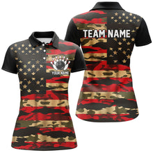 Load image into Gallery viewer, Custom American Flag Patriotic Bowling Shirts For Women, Camo Bowling Team Jerseys IPHW7172