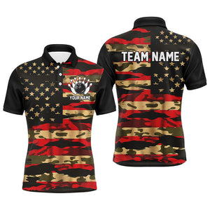 Custom American Flag Patriotic Bowling Shirts For Men, Camo Bowling Team Jerseys IPHW7172