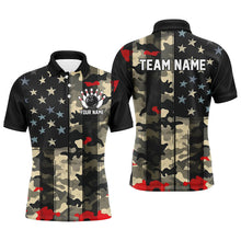 Load image into Gallery viewer, Custom American Flag Patriotic Bowling Shirts For Men, Camo Bowling Team Jerseys IPHW7173