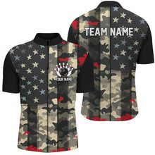 Load image into Gallery viewer, Custom American Flag Patriotic Bowling Shirts For Men, Camo Bowling Team Jerseys IPHW7173