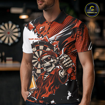 Orange Energy Custom Funny Skeleton Drink Beer Dart Men Polo Shirt, Dart Team Jersey IPHW12665