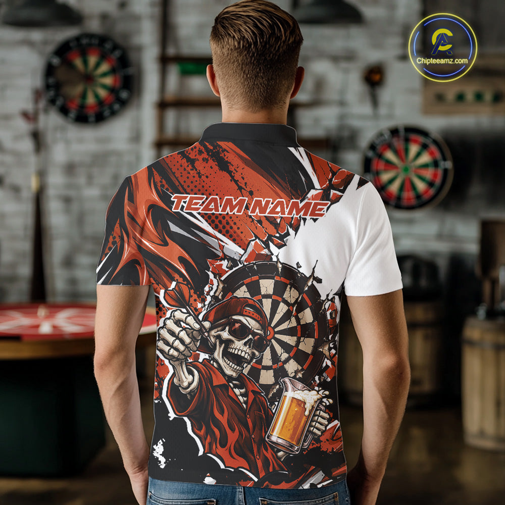 Orange Energy Custom Funny Skeleton Drink Beer Dart Men Polo Shirt, Dart Team Jersey IPHW12665