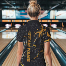 Load image into Gallery viewer, Custom Black And Gold Flame Strike Bowling Team Womens Polo Shirt, Strike Bowling Jerseys IPHW8614