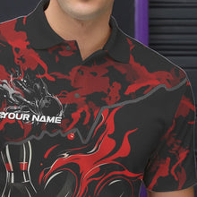 Load image into Gallery viewer, Custom Black And Red Camo Flame Bowling Team Polo Shirts For Men, Bowling Tournament Shirt IPHW8622