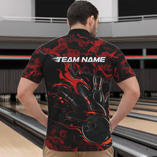 Load image into Gallery viewer, Custom Black And Red Camo Flame Bowling Team Quarter-Zip Shirts For Men, Bowling Tournament Shirt IPHW8622
