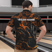 Load image into Gallery viewer, Custom Black And Orange Camo Flame Bowling Team Quarter-Zip Shirts For Men, Bowling Tournament Shirt IPHW8624