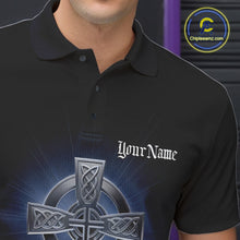 Load image into Gallery viewer, Custom Blue Celtic Cross Faith Bowling Polo Team Shirts For Men, Bowlers Outfits IPHW11305