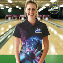 Load image into Gallery viewer, Custom Galaxy Bowling Women Polo Shirts, Holographic Bowling Jersey Bowling League Shirt IPHW9499