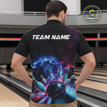 Load image into Gallery viewer, Custom Galaxy Bowling Men Quarter-Zip Shirts, Holographic Bowling Jersey Bowling League Shirt IPHW9499