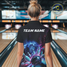 Load image into Gallery viewer, Custom Galaxy Bowling Women Quarter-Zip Shirts, Holographic Bowling League Shirt IPHW9499