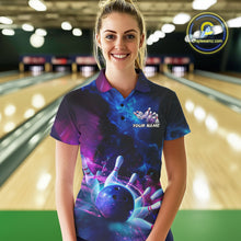 Load image into Gallery viewer, Custom Galaxy Bowling Women Polo Shirts, Holographic Bowling Jersey Bowling League Shirt IPHW9500