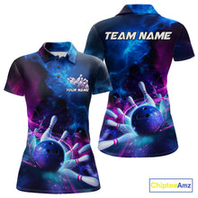 Load image into Gallery viewer, Custom Galaxy Bowling Women Polo Shirts, Holographic Bowling Jersey Bowling League Shirt IPHW9500