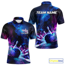Load image into Gallery viewer, Custom Galaxy Bowling Men Polo Shirts, Holographic Bowling Jersey Bowling League Shirt IPHW9500