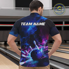Load image into Gallery viewer, Custom Galaxy Bowling Men Quarter-Zip Shirts, Holographic Bowling Jersey Bowling League Shirt IPHW9500