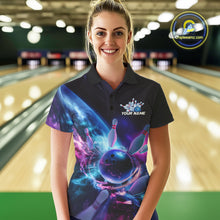 Load image into Gallery viewer, Custom Galaxy Bowling Women Polo Shirts, Holographic Bowling Jersey Bowling League Shirt IPHW9501