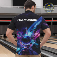 Load image into Gallery viewer, Custom Galaxy Bowling Men Quarter-Zip Shirts, Holographic Bowling Jersey Bowling League Shirt IPHW9501