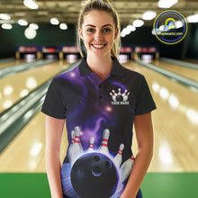 Load image into Gallery viewer, Custom Galaxy Bowling Polo Shirts For Women, Cosmic Bowling Team Jerseys IPHW9503