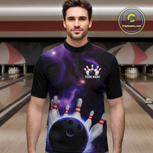 Load image into Gallery viewer, Custom Galaxy Bowling Quarter-Zip Shirts For Men, Cosmic Bowling Team Jerseys IPHW9503