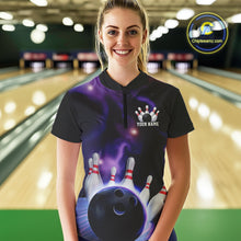 Load image into Gallery viewer, Custom Galaxy Bowling Quarter-Zip Shirts For Women, Cosmic Bowling Team Jerseys IPHW9503