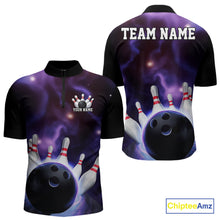 Load image into Gallery viewer, Custom Galaxy Bowling Quarter-Zip Shirts For Men, Cosmic Bowling Team Jerseys IPHW9503