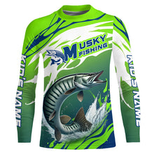 Load image into Gallery viewer, Musky Fishing Custom Long Sleeve Fishing Shirts, Muskie Fishing Tournament Shirts Fishing Jerseys IPHW7181