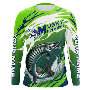 Musky Fishing Custom Long Sleeve Fishing Shirts, Muskie Fishing Tournament Shirts Fishing Jerseys IPHW7181