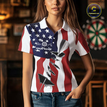 Load image into Gallery viewer, Custom Patriotic US Flag Silver Dart Steel Tip Dart Women Polo Shirt, Dart Team Jerseys IPHW9875
