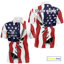 Load image into Gallery viewer, Custom Patriotic US Flag Silver Dart Steel Tip Dart Men Polo Shirt, Dart Team Jerseys IPHW9875