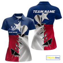 Load image into Gallery viewer, Custom Texas Flag Silver Dart Steel Tip Dart Women Polo Shirt, Texas Dart Team Jerseys IPHW9876