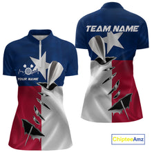 Load image into Gallery viewer, Custom Texas Flag Silver Dart Steel Tip Dart Women Quarter-Zip Shirt, Texas Dart Jerseys IPHW9876