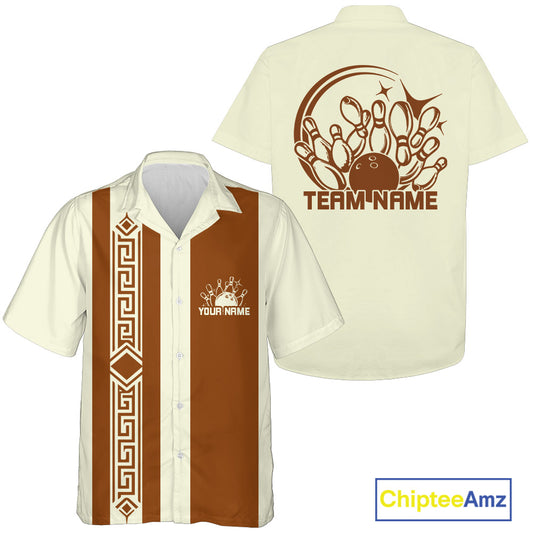 Custom Name Retro Bowling Team Shirt, Vintage Bowling Button Up Hawaiian Shirt IPHW12218