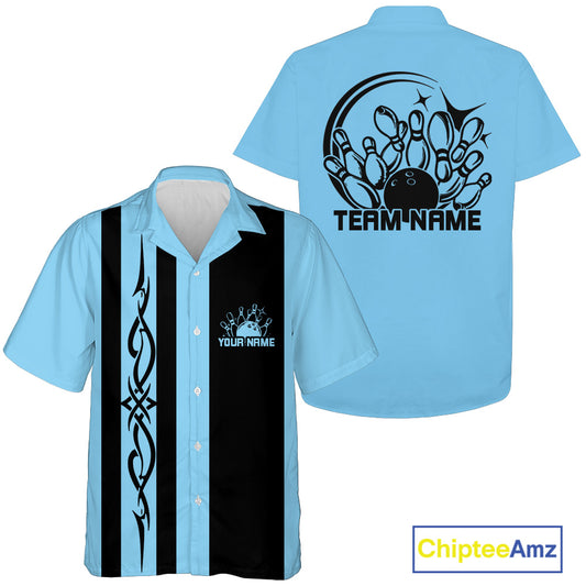 Custom Name Tribal Bowling Button Up Shirt, Retro Bowling League Matching Shirt IPHW12222