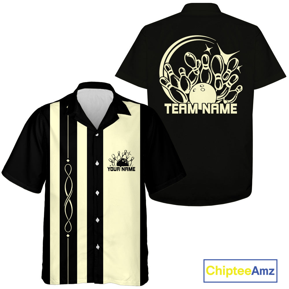 Custom Classic Retro Bowling Team Shirt With Name, Bowling League Button Up Shirt IPHW12225
