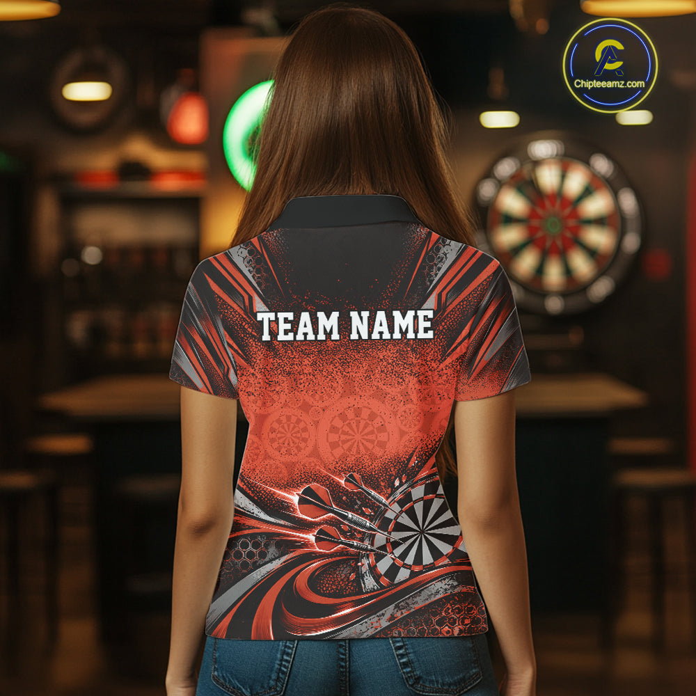 Custom Orange Grunge Dart Energy Women Polo, Matching Dart League Shirt Dart Jersey IPHW12684