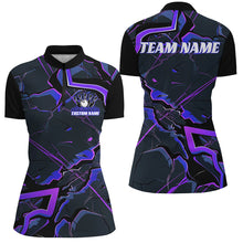 Load image into Gallery viewer, Blue And Purple Custom Bowling Team Shirts For Women, Bowling Tournament Outfits IPHW6469