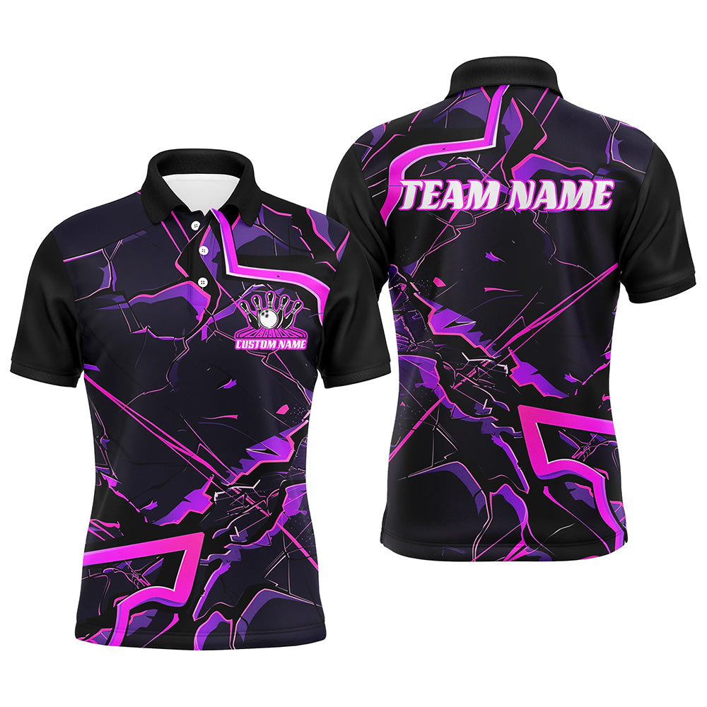 Pink And Purple Custom Bowling Team Shirts For Men And Women, Bowling Tournament Outfits IPHW6470