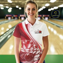 Load image into Gallery viewer, Custom White And Red Classic Retro Style Women Polo Bowling Tournament Shirt IPHW11323
