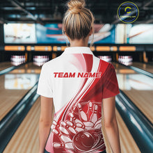 Load image into Gallery viewer, Custom White And Red Classic Retro Style Women Polo Bowling Tournament Shirt IPHW11323