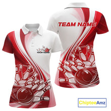 Load image into Gallery viewer, Custom White And Red Classic Retro Style Women Polo Bowling Tournament Shirt IPHW11323