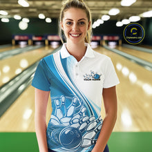 Load image into Gallery viewer, Custom White And Blue Classic Retro Style Women Polo Bowling Tournament Shirt IPHW11324