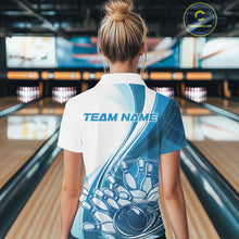 Load image into Gallery viewer, Custom White And Blue Classic Retro Style Women Polo Bowling Tournament Shirt IPHW11324