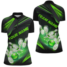 Load image into Gallery viewer, Custom Bowling Jerseys, Customize Green Bowling Shirts For Women, Team Bowling Uniform IPHW6985